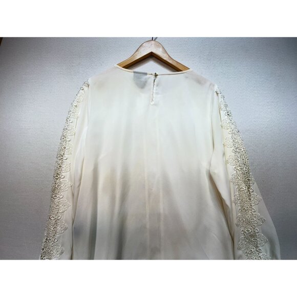 Liz Clayborne Womens Lace Flower Blouse Stretch Sz XL Cream Croquette - Picture 10 of 10